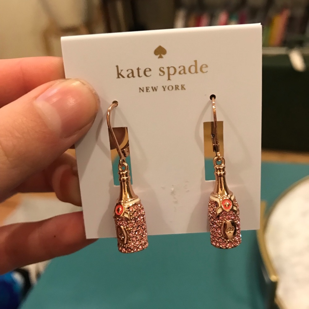 Kate Spade Champagne Bottle Earrings Never Worn